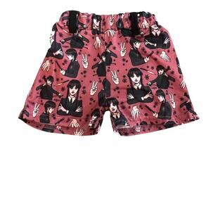 Toddler Girls 12-18M Wednesday Adams Inspired Shorts Pink Black Gothic Ruffle
